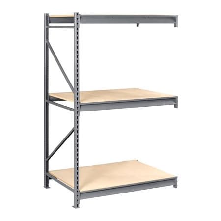 Tennsco Tennsco Bulk Storage Rack - 96"W x 36"D x 96"H - Add-On - 3 Shelf Levels - Wood Deck - Medium Gray BU-963696PA-MGY